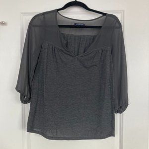 Grey/gray American Eagle sheer long sleeve top